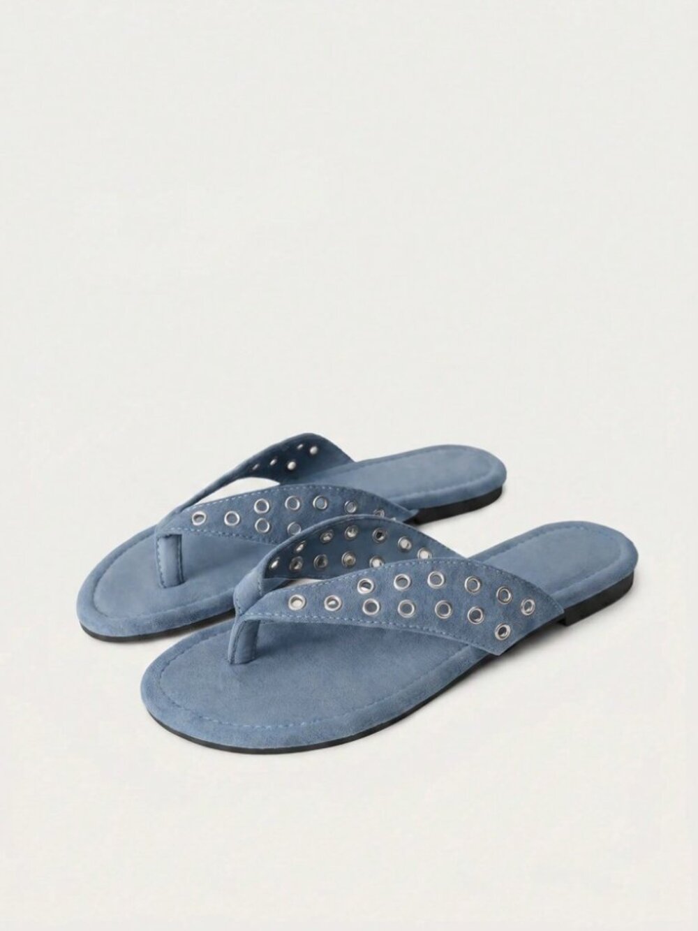 Blue Grommet Studded Thong Flat Sandals